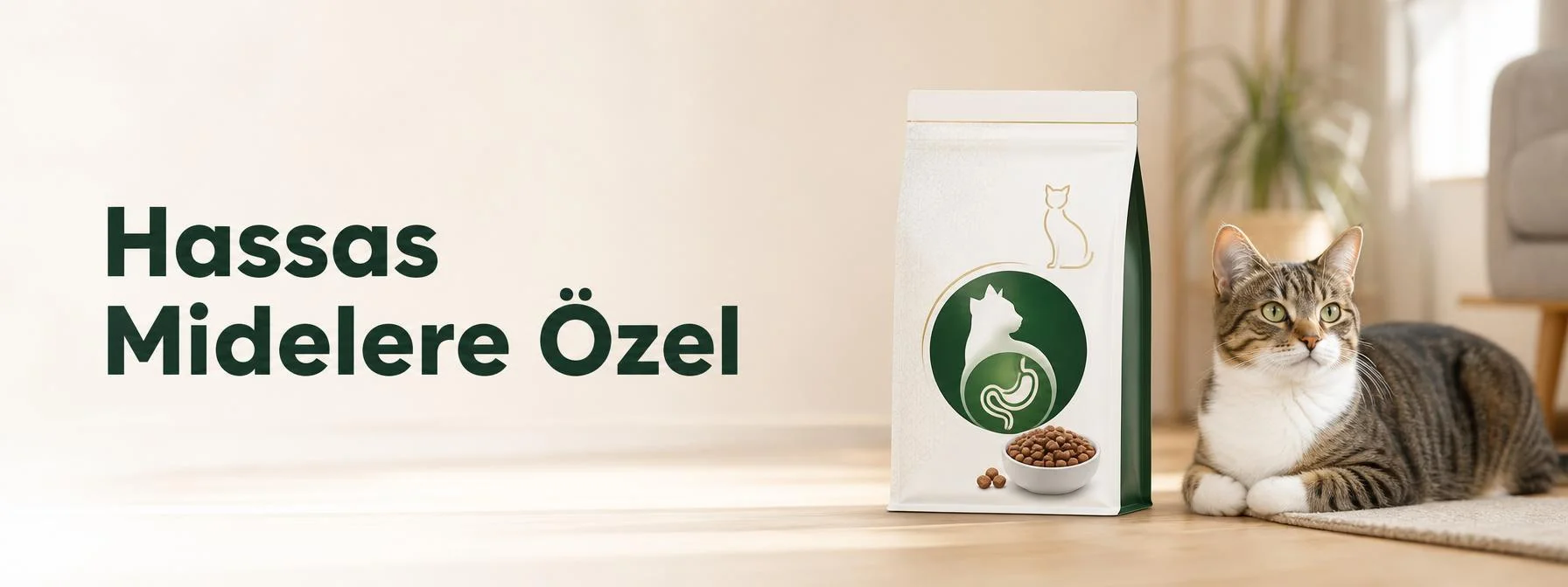 Gastrointestinal kedi mamaları ve dinlenen kedi