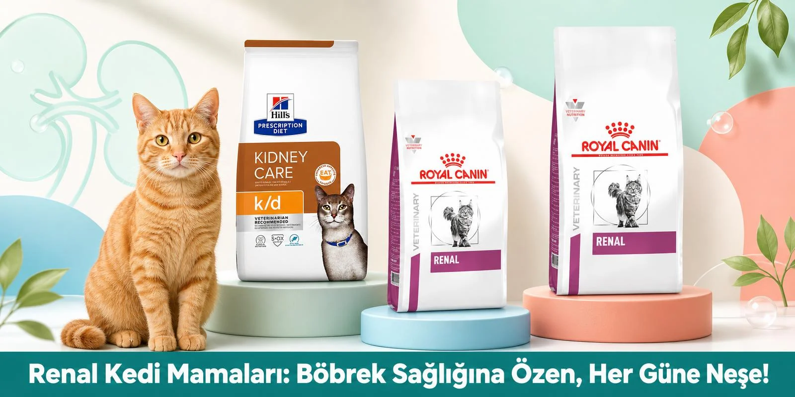 Renal kedi mamalarıyla sağlıklı kızıl kedi